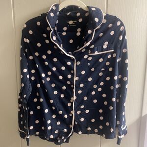 Kate Spade XL Navy with Pink/White Polka Dot Buttery Soft 2pc. Pajama Set $88